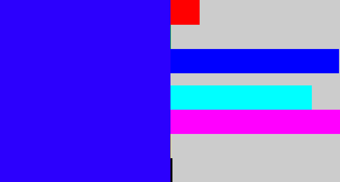 Hex color #2c00fd - strong blue
