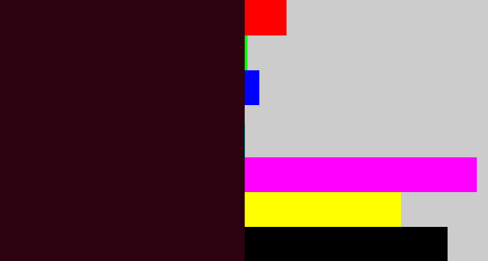 Hex color #2c0210 - dark maroon