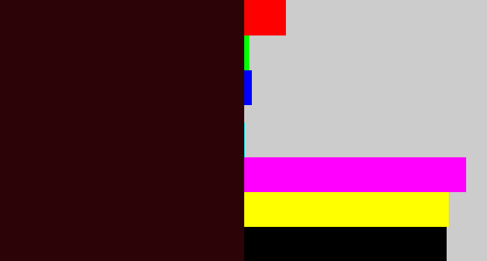 Hex color #2c0407 - dark maroon