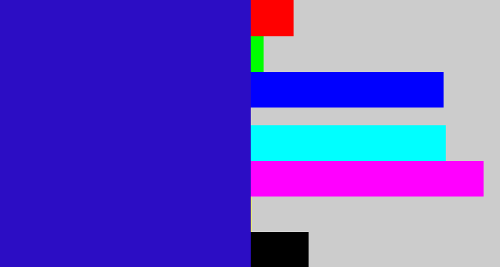 Hex color #2c0dc4 - ultramarine