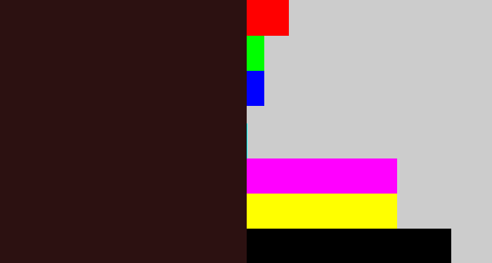 Hex color #2c1111 - dark brown