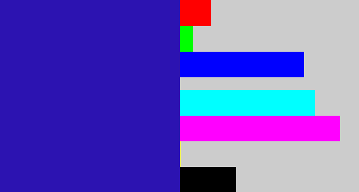 Hex color #2c13b1 - indigo blue