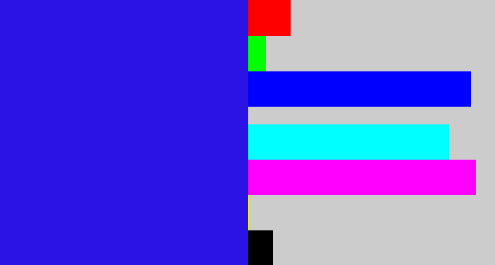 Hex color #2c13e5 - ultramarine blue