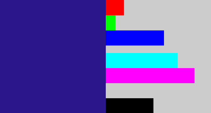 Hex color #2c168b - indigo