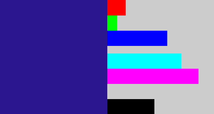 Hex color #2c168f - indigo