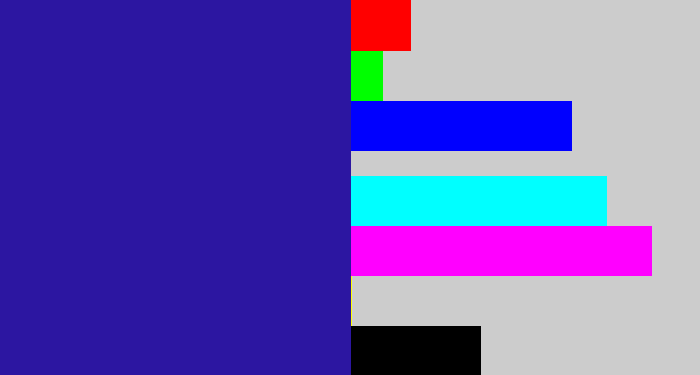 Hex color #2c16a1 - indigo blue