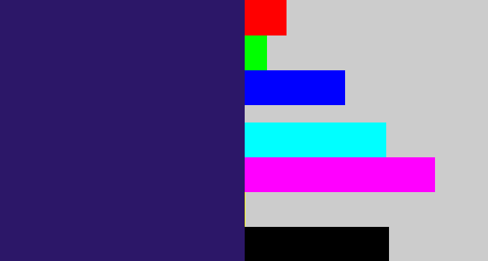 Hex color #2c1768 - dark indigo