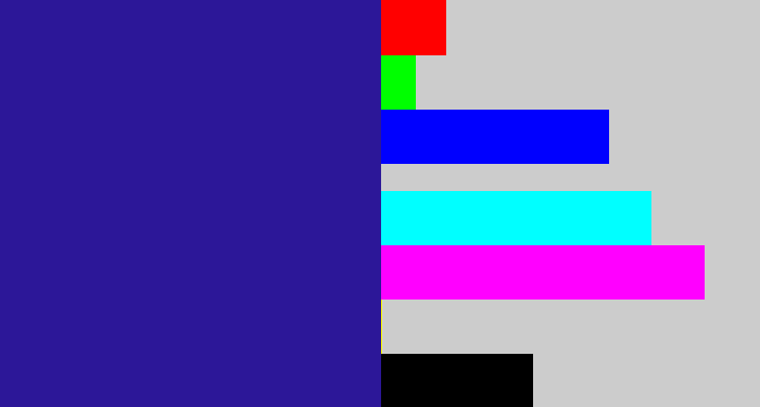 Hex color #2c1798 - indigo blue