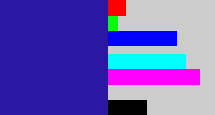 Hex color #2c17a2 - indigo blue