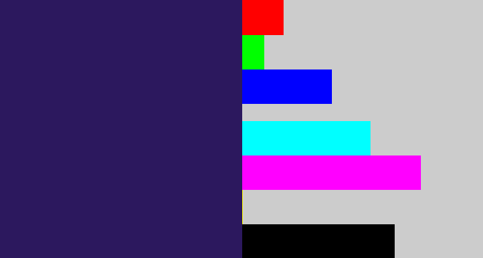 Hex color #2c185e - dark indigo