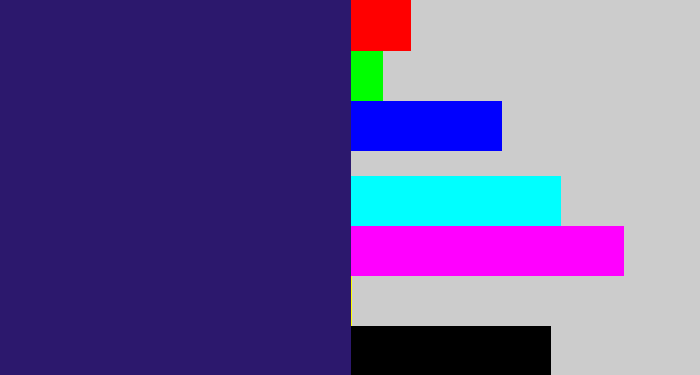 Hex color #2c186d - dark indigo
