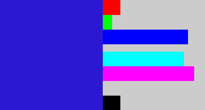 Hex color #2c18d3 - ultramarine blue