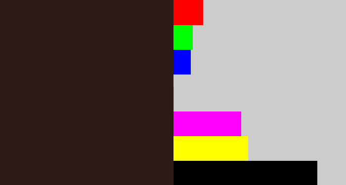 Hex color #2c1b19 - dark brown