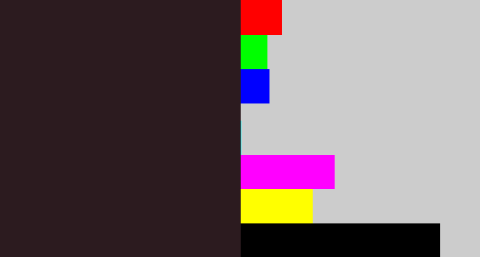 Hex color #2c1b1f - dark