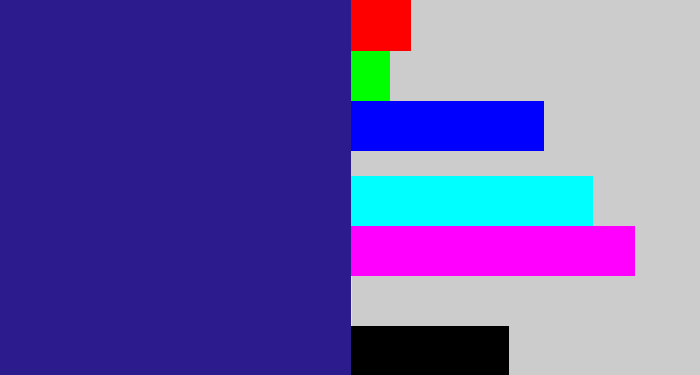 Hex color #2c1b8c - indigo