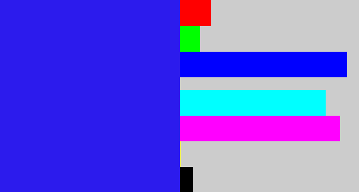 Hex color #2c1bed - light royal blue