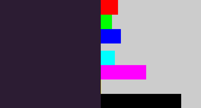Hex color #2c1c33 - dark