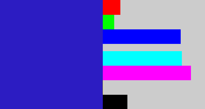 Hex color #2c1cc2 - indigo blue