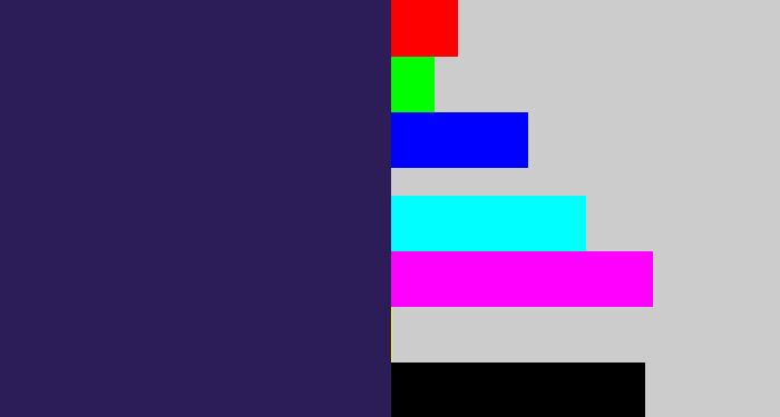 Hex color #2c1d58 - dark indigo