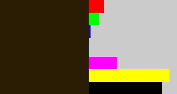 Hex color #2c1e04 - dark brown