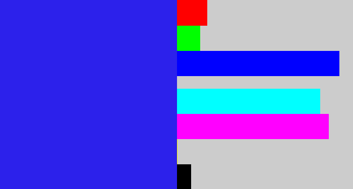 Hex color #2c21eb - light royal blue