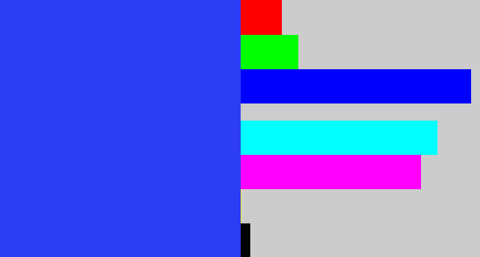 Hex color #2c3ef4 - light royal blue