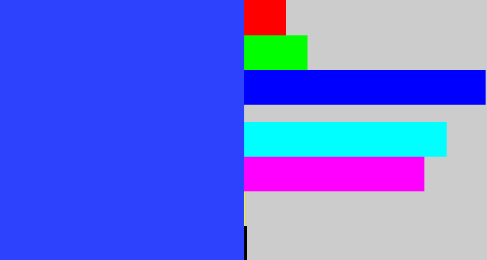 Hex color #2c42fc - light royal blue