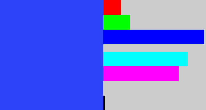 Hex color #2c43f9 - light royal blue