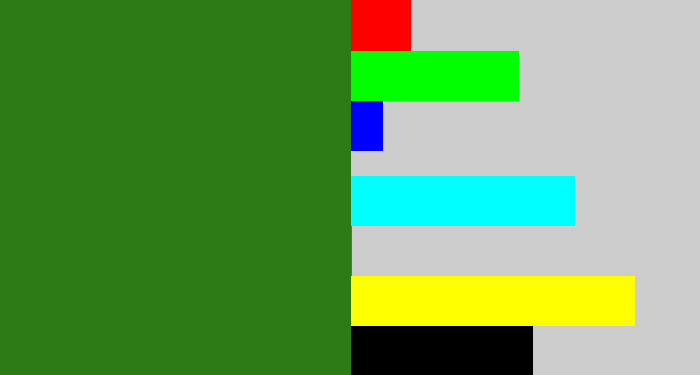 Hex color #2c7b17 - tree green