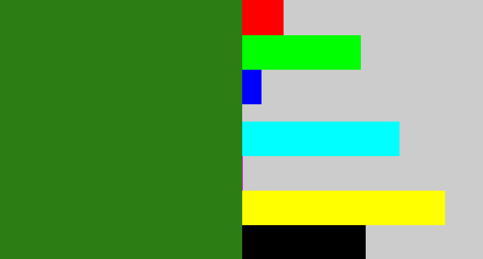 Hex color #2c7e14 - tree green