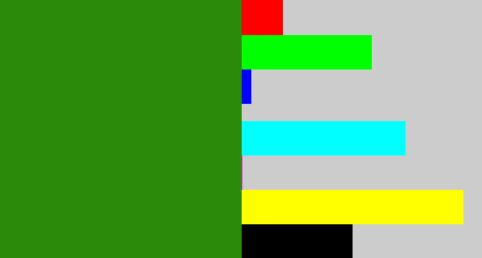Hex color #2c8a0b - dark grass green