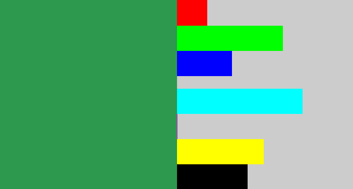 Hex color #2c994e - medium green