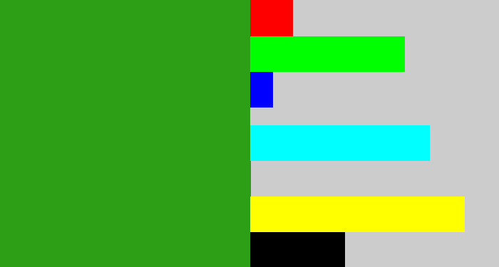 Hex color #2c9f17 - grass green