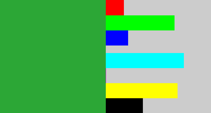 Hex color #2ca736 - medium green