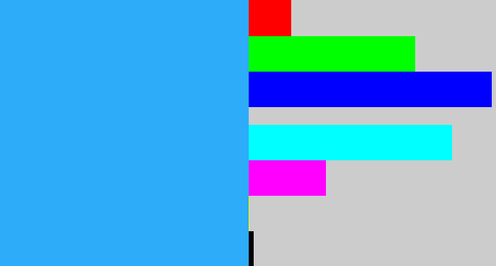 Hex color #2cacf9 - azure
