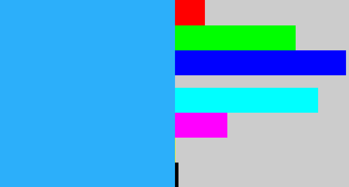 Hex color #2caffa - azure
