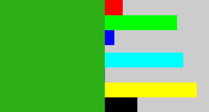 Hex color #2cb016 - green