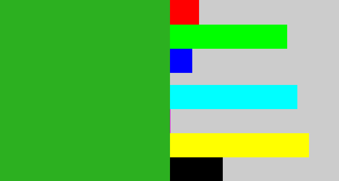 Hex color #2cb020 - green