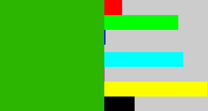 Hex color #2cb602 - grassy green