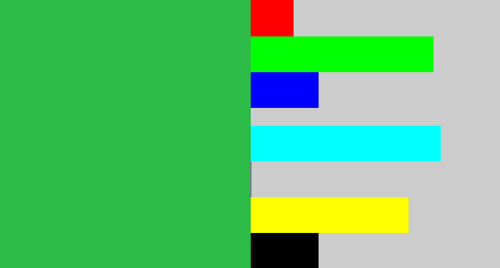 Hex color #2cbb46 - medium green