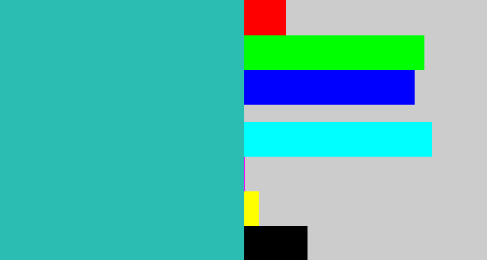 Hex color #2cbdb2 - tealish