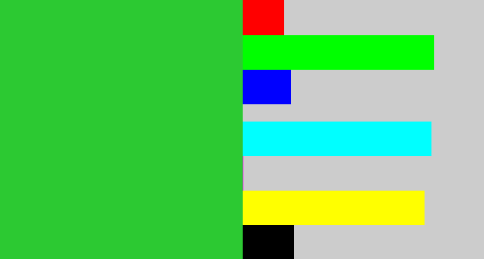 Hex color #2cc932 - medium green