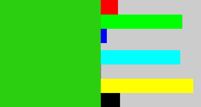 Hex color #2cce10 - vivid green