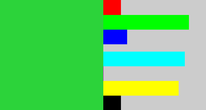Hex color #2cd33a - medium green
