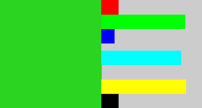 Hex color #2cd422 - vivid green