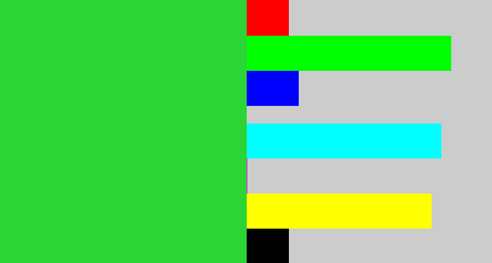 Hex color #2cd435 - radioactive green