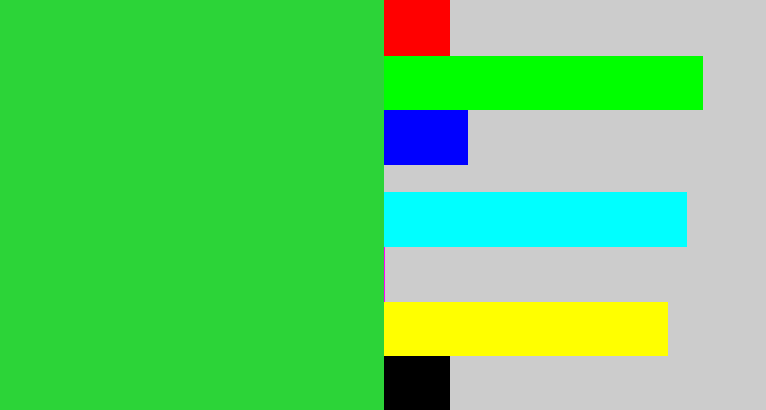 Hex color #2cd438 - medium green