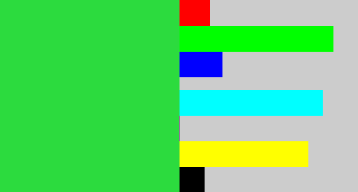 Hex color #2cdb3e - bright light green