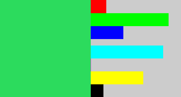 Hex color #2cdb5d - algae green