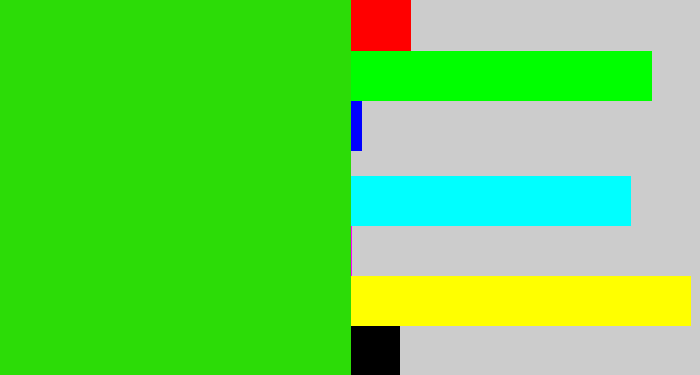 Hex color #2cdc07 - vivid green